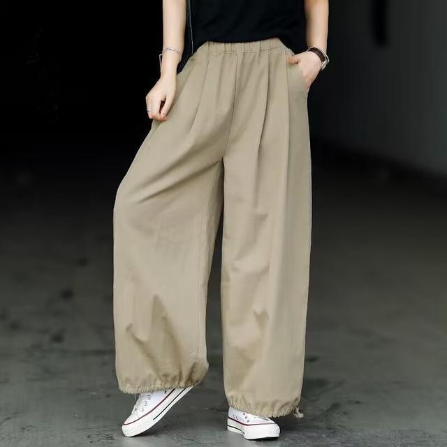 

Summer Thin Unisex WideLeg Pants Loose HighWaist Solid Cuffed StraightLeg Athletic Casual Long Trousers S