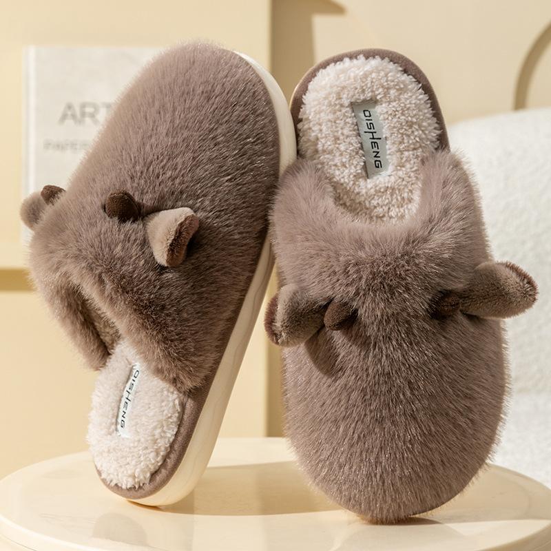 Stroking cats cotton slippers men's winter indoor plush warm non-slip cotton slippers women