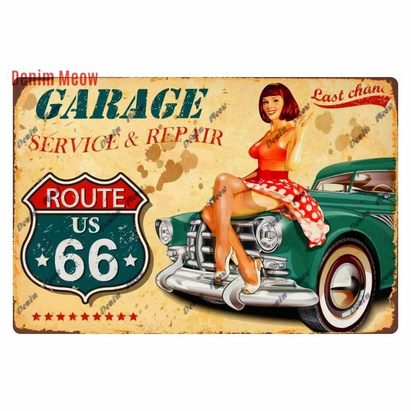 Vintage Metal Sign Plate, Garage Wall Decor, Man Cave, Gas Station Printing, Home Decor, Bar, Pub, Club, Retro, Route 66, WY1