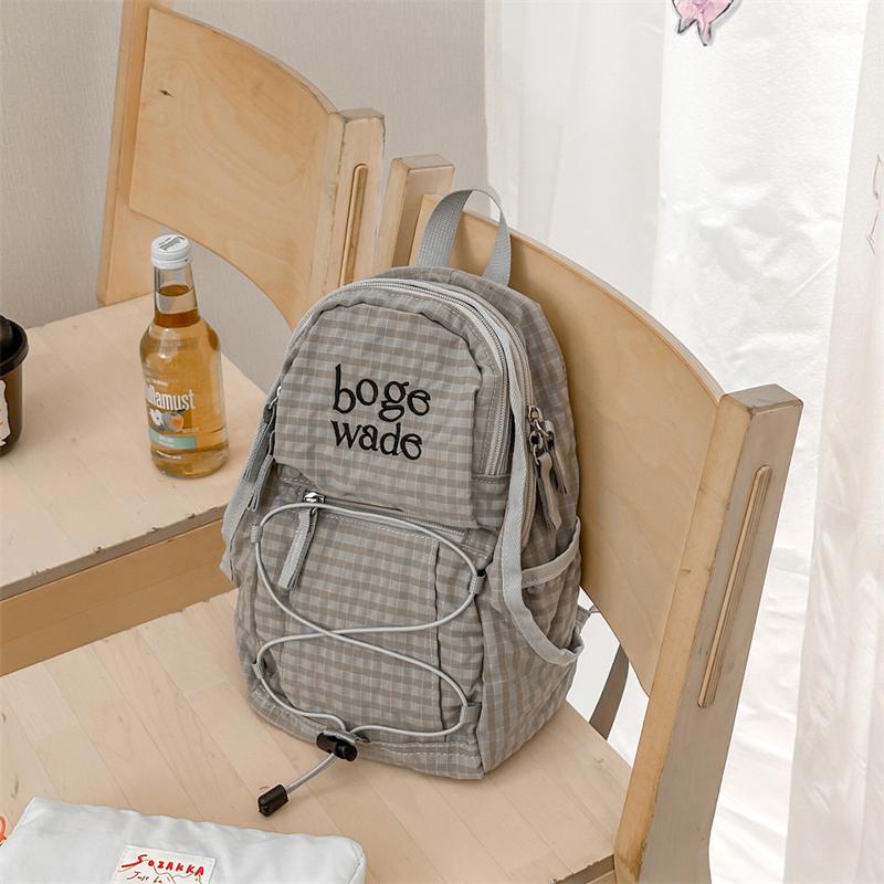 Plaid Women's Backpack Large Capacity Student Schoolbag