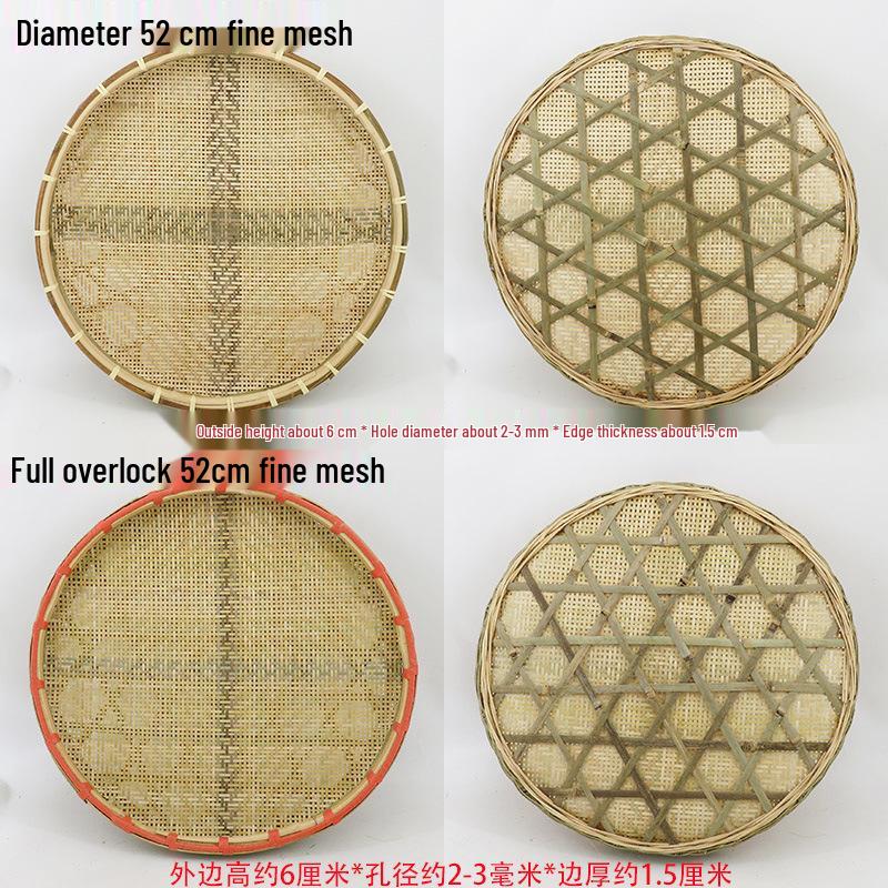 Blue Bamboo Weaving Sieve for Drying Tea, Dried Goods, and Rice - Round Winnowing Basket Tray