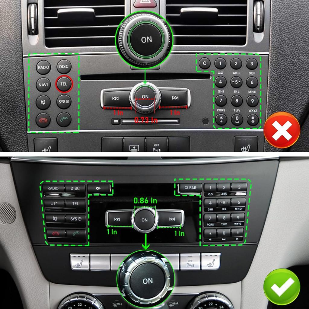 Jaronx Compatible with Mercedes Benz Radio Button Cover Stickers, X204/W204 Radio ON Volume Button Sticker Cover for B Class W246/C Class W204/ E