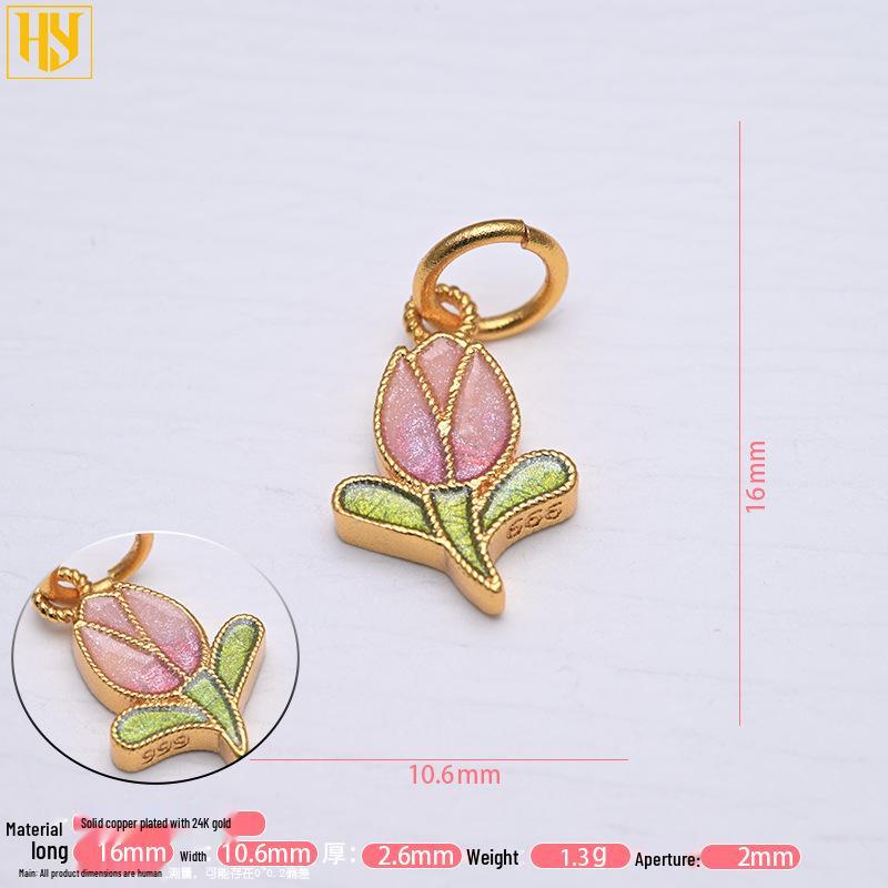 Kupferbeschichteter 24k Gold Öl-Tropfen Lotus Anhänger & Charm für DIY Schmuck und Gewebte Armbänder