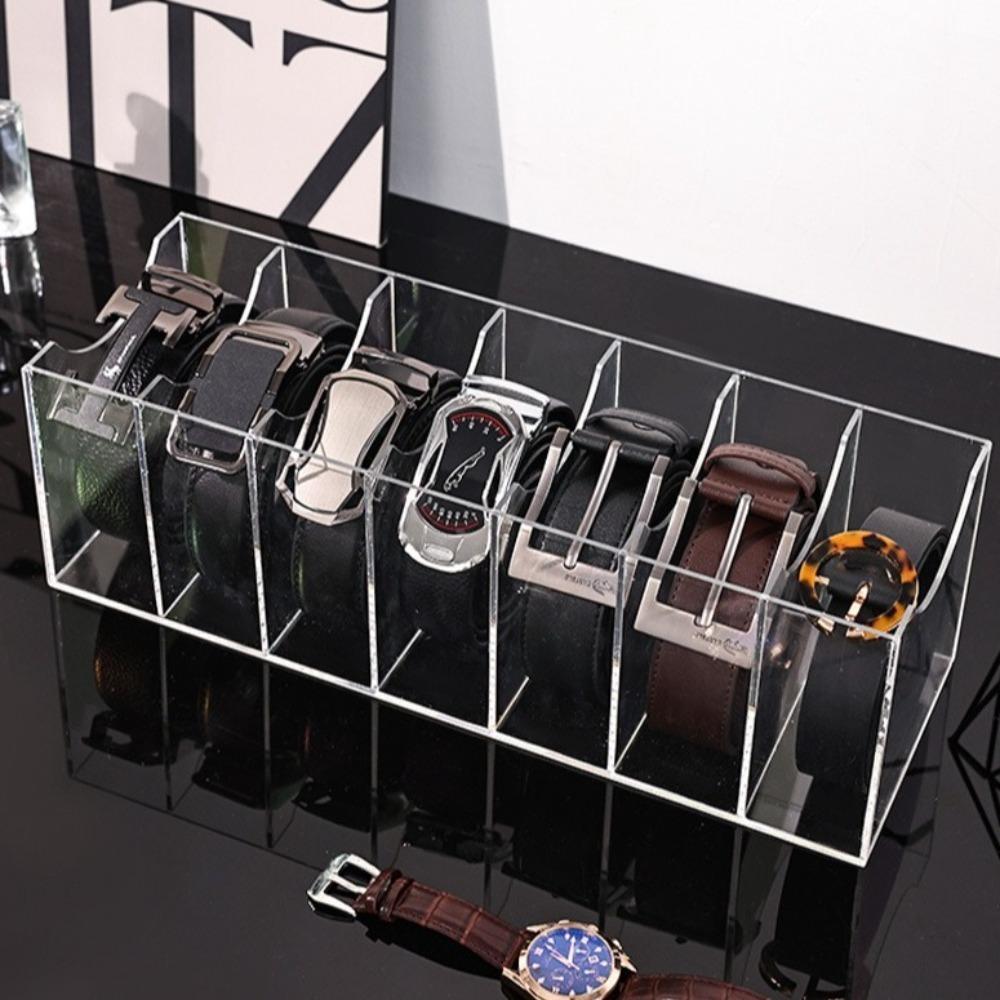New 3/5/7 Grid Belt Storage Holder Transparent Acrylic Display Case With Dividers Multi-grid Storage Boxes