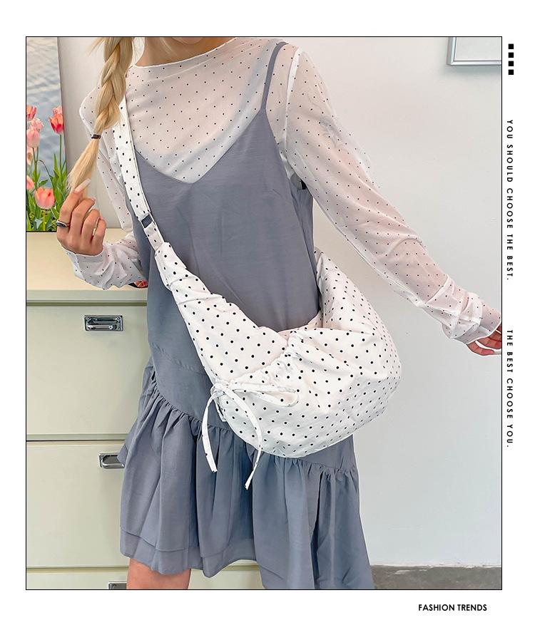 Borsa a Spalla da Donna in Tela a Pois di Grande Capacità - 2026 Elegante Borsa a Tracolla Casual per l'Uso Quotidiano