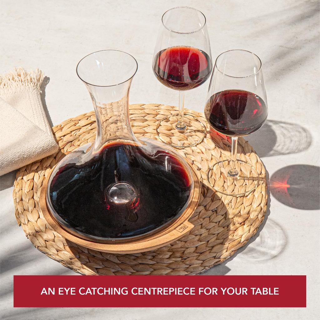 Officially imported vacu vin swirling carafe (crystal glass) with rotating cork base