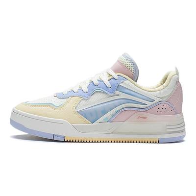 Li Ning Wave Protiskluzové Lehké Nízké Skateboardové Boty Dámské Bílé Růžové Žluté AGCS030-2