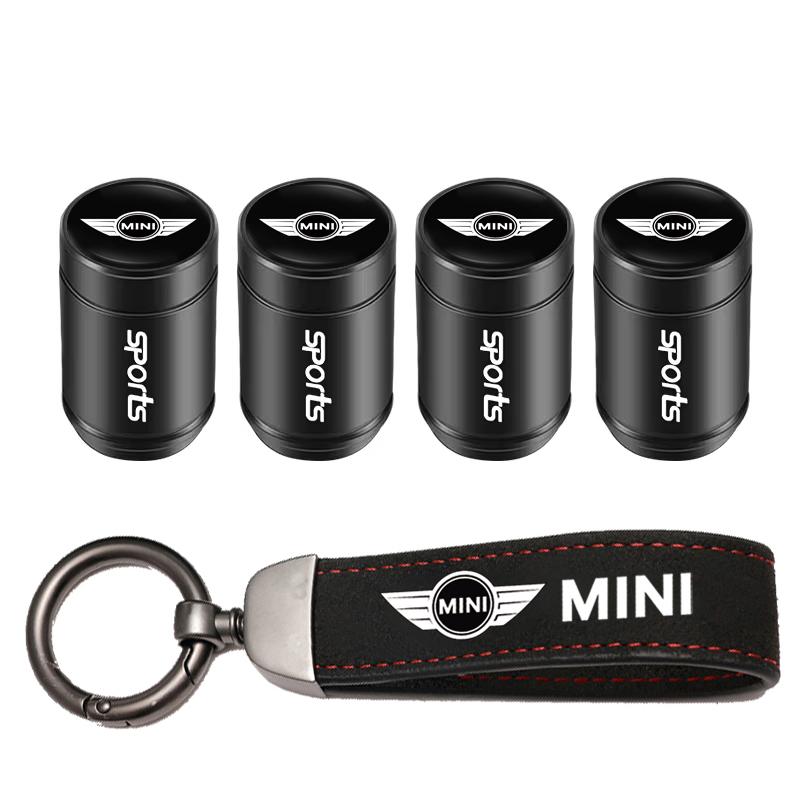 Car Tire Wheel Valve Caps Cover Suede Car Key Chain Ring Keychain For MINI WORKS One Cooper JCW R60 R59 R58 R57 R56 R55 R53 R52+