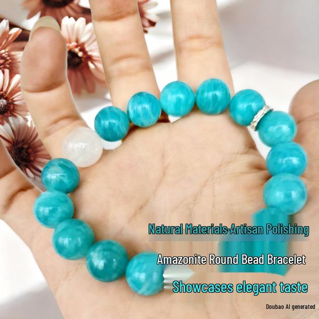Splendido Bracciale Naturale in Amazzonite e Quarzo Fantasma Bianco - Regalo Perfetto per Donne