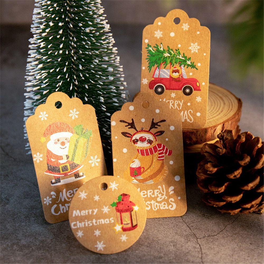 50pcs Party Cards Xmas Decoration Kraft Paper Gift Wrapping Christmas Labels Kraft Tag Hang Tags