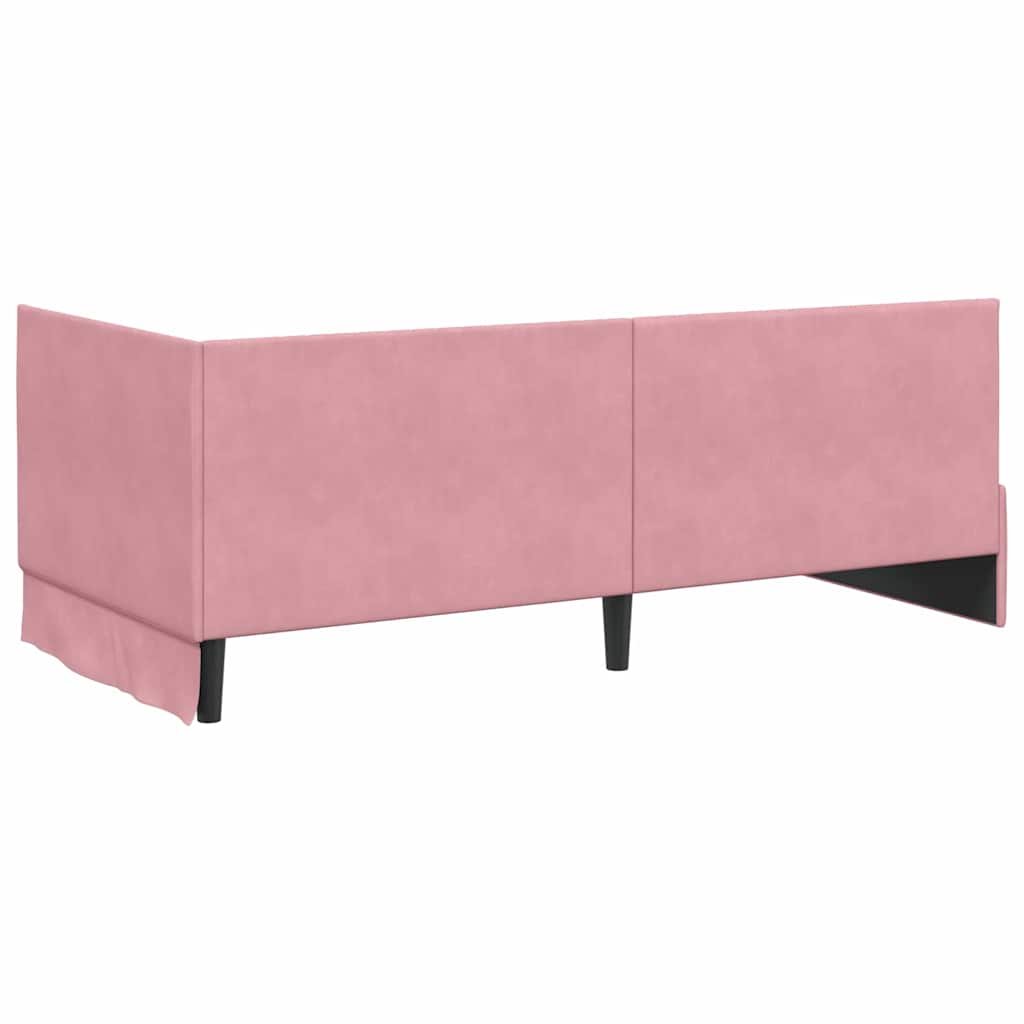 Corner Bed Frame with Headboard Pink 90 Cm X 190 Cm Velvet