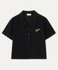 Mayol Print Terry Short Sleeve Polo Cardigan_Black