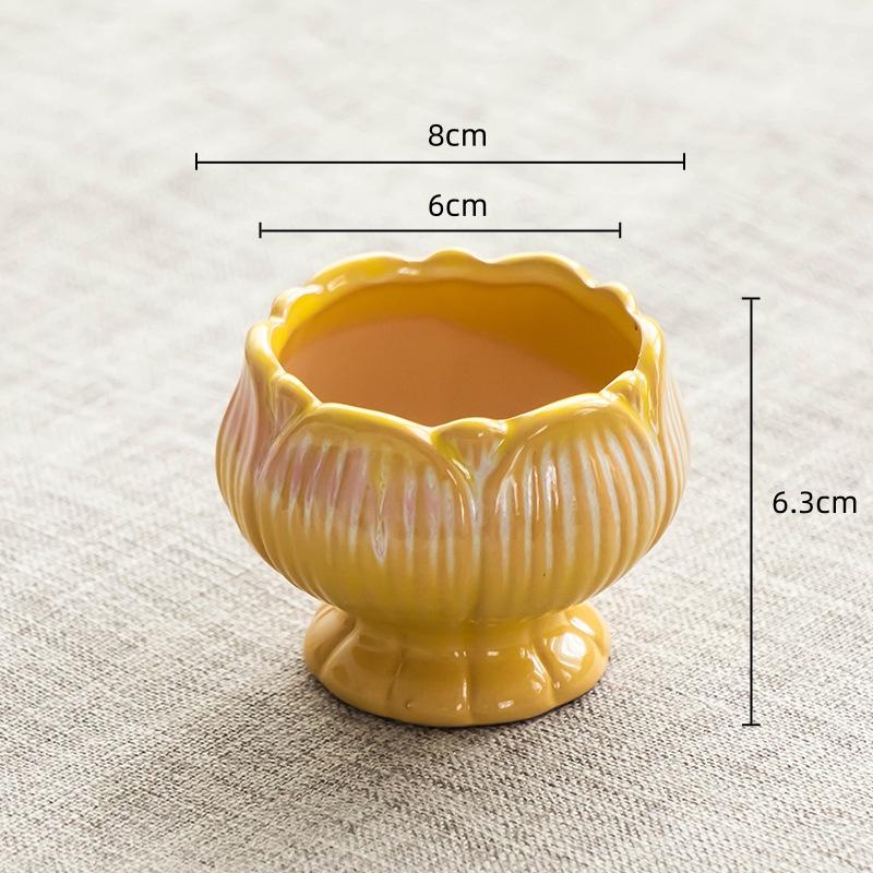 Creative Ceramic Flowerpot Petal-Rim / Lotus Shape Succulent Planter Desktop Ornament for Home Garden Decor