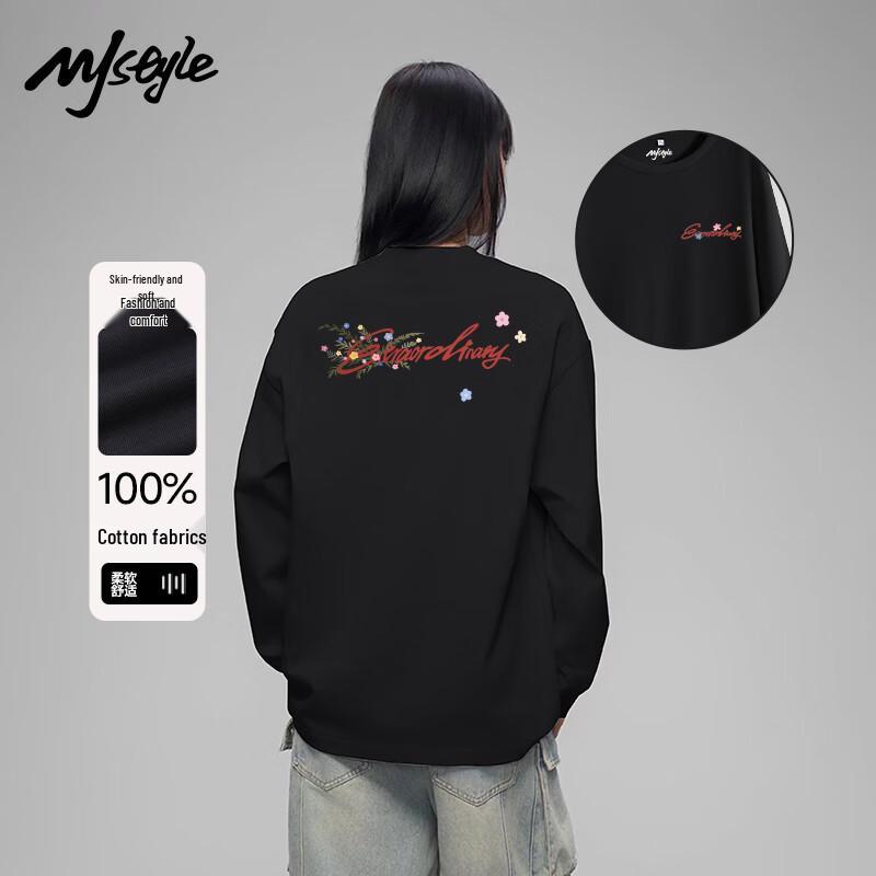 Женская повседневная футболка MJ STYLE из чистого хлопка с длинным рукавом M