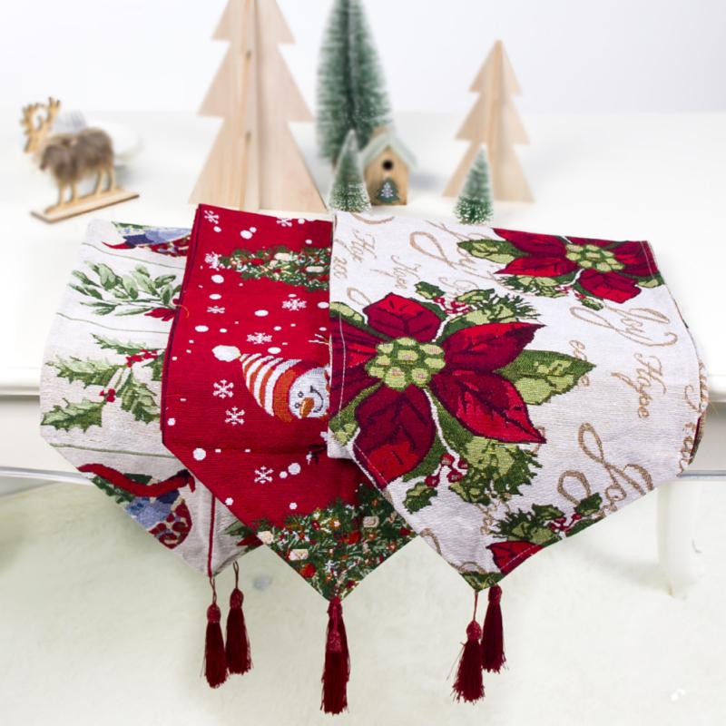 180X34CM Weihnachtsserie Druck Tischläufer Matte für Heimparty Dekoration