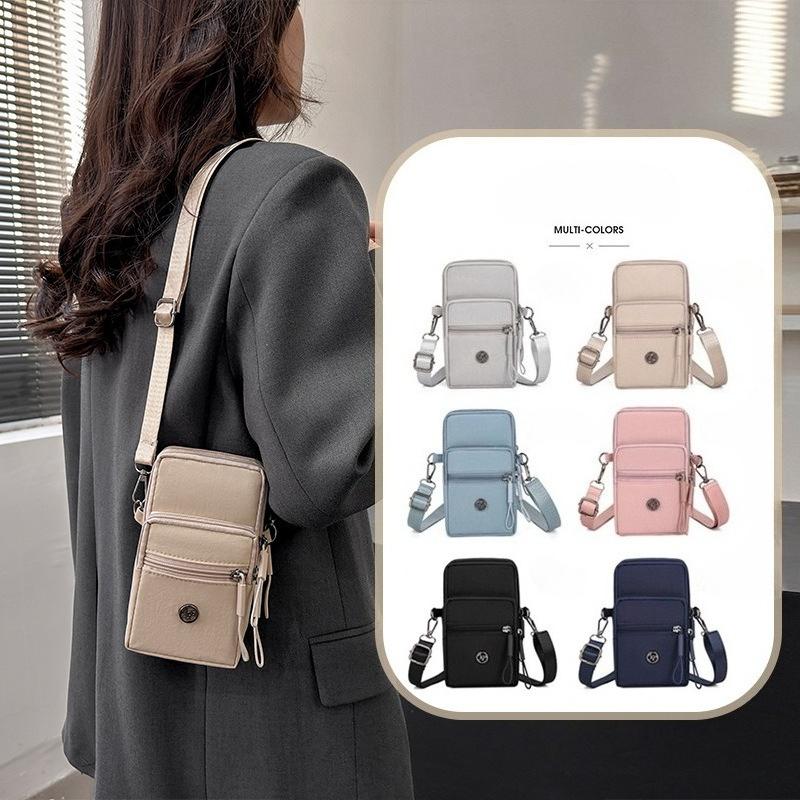 Women’s Mini Crossbody Phone Bag Waterproof Nylon Shoulder Bag Multi Pocket Small Messenger Purse Lightweight Travel Handbag