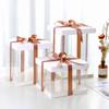 Gift Box with Ribbon Transparent Cake Gift Box Birthday Cake Packaging Supplies Clear Plastic Candy Box Mother's Day Gift