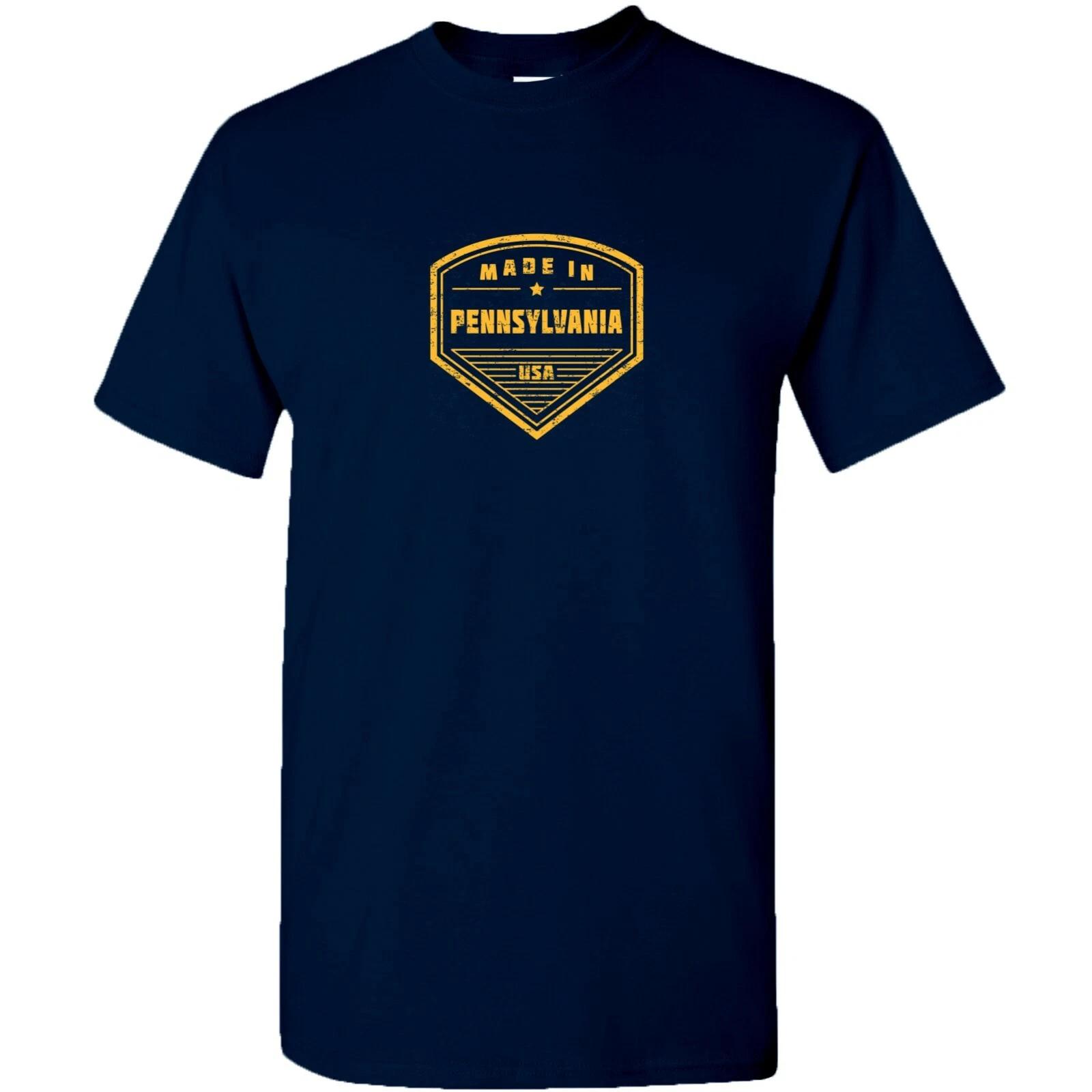 Made in Pennsylvania Badge- Hometown Pride State Short Sleeve T-Shirt - Navy S