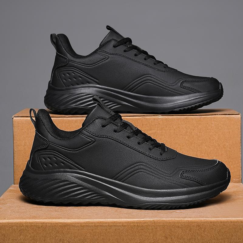 

Leather Sneakers Men s Casual Breathable Sports Walking Shoes Comfortable Outdoor Minimalist Design Sports Waterproof Size 48 39 чёрный