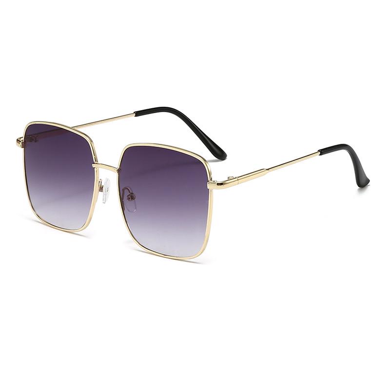 Korean Style Retro Metal Frame Large Square Sunglasses - Anti-UV Celebrity Trend