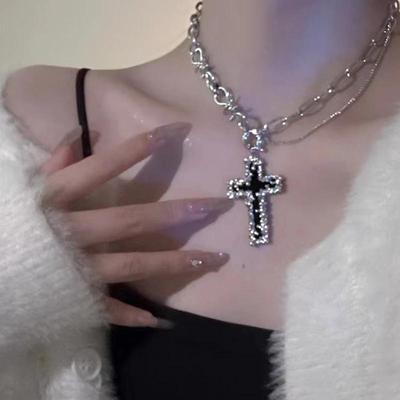 New Gothic Punk Cross Barbed Thorns Pendant Chain Choker Necklace for Women Men Unisex Hip-Hop Grunge Y2K Jewelry Gifts