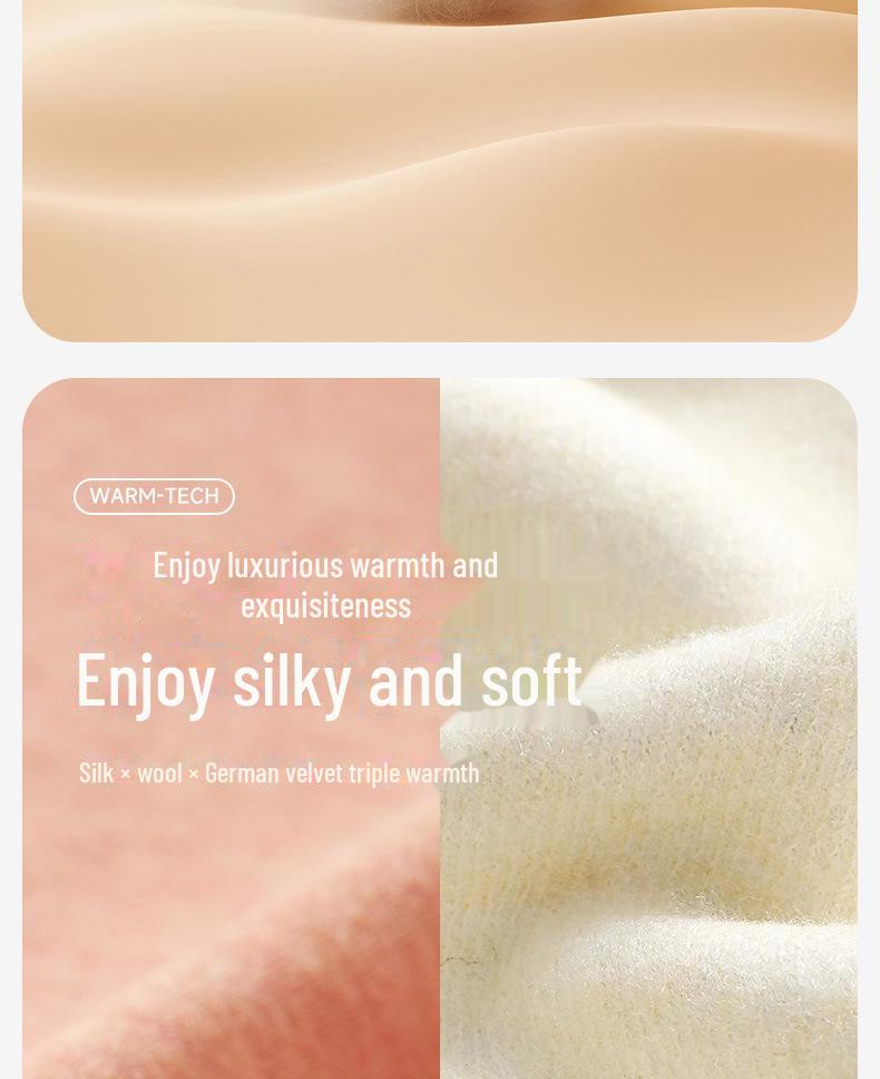 Velvet-Lined Seamless Women's Tops: Warm Half-Sleeve, Five-Quarter Sleeve, and Three-Quarter Sleeve Silk Options.