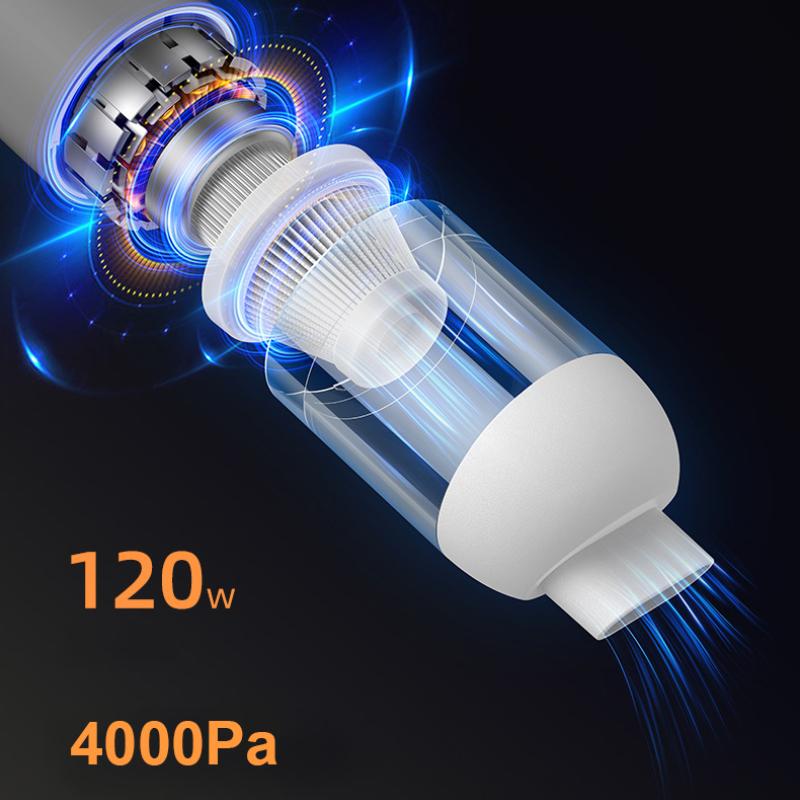 Tragbarer Auto-Staubsauger, wiederaufladbarer Hand-Auto-Staubsauger für das Auto, kabelloser Staubfänger, Zyklon-Saugung