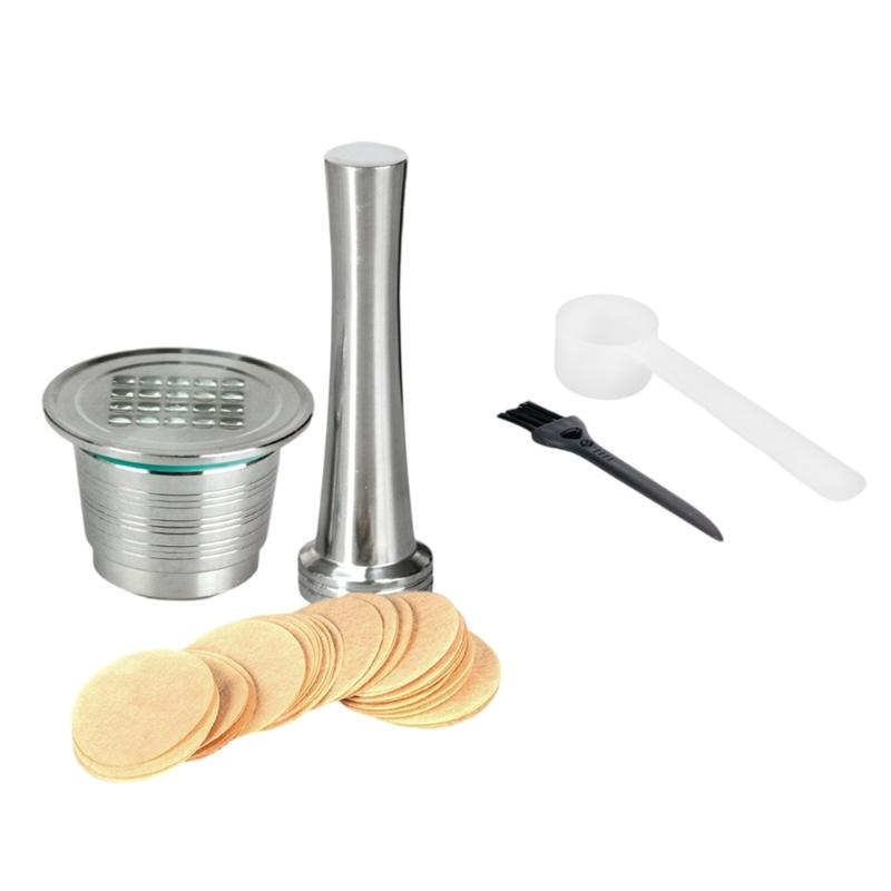 Coffee Capsules Accessories Set with Stainless Steel Spoon Filter Paper and Cleaning Brush for Easy Brewing Maintenance