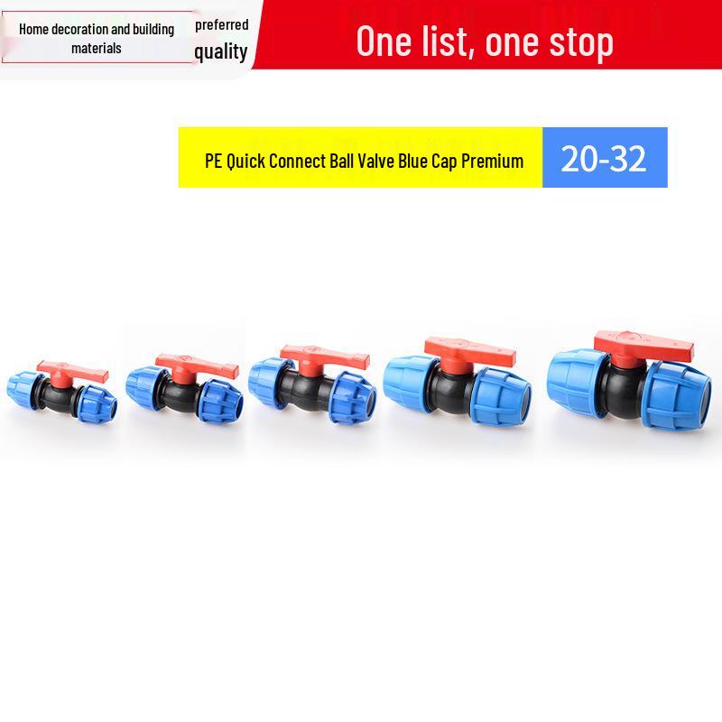 PE Ball Valve Quick Connector - Emergency Repair Valve for 20/25/32 Plumbing Fittings (Tap Water Pipe Accessories)