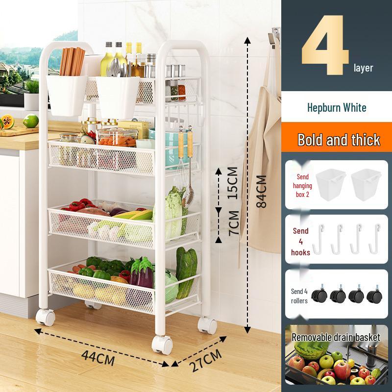 Movable Multi-Layer Kitchen & Bathroom Storage Rack for Fruits & Vegetables
