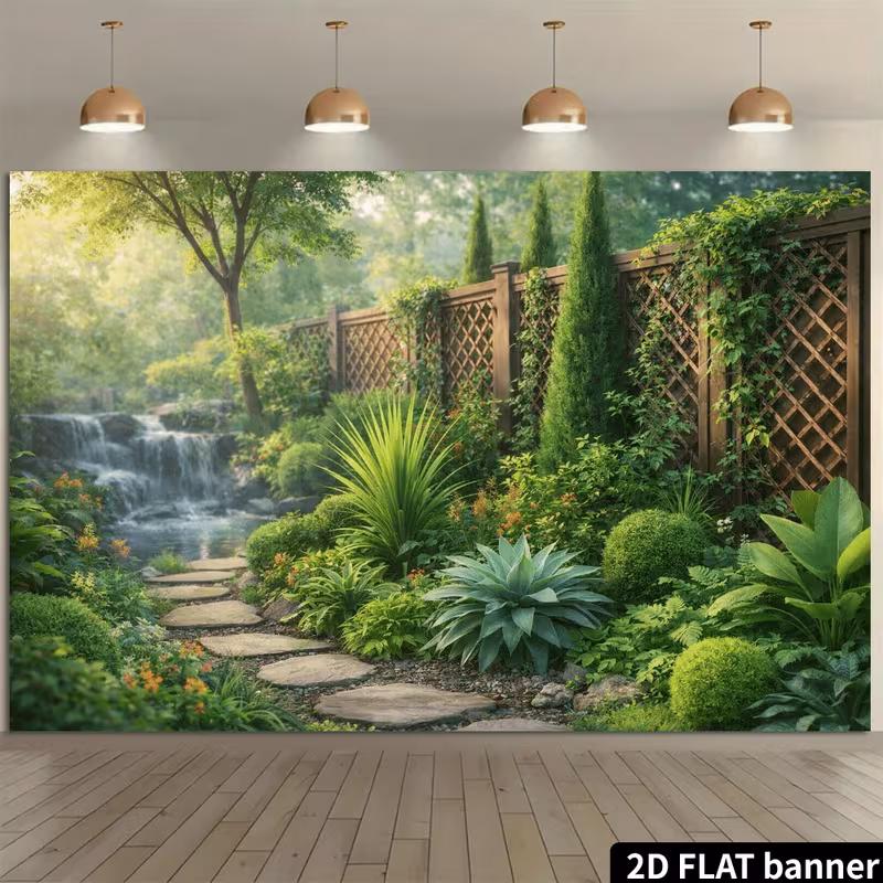 2D Serene Modern Garden Wasserfall Wandteppich für Zuhause & Party Dekoration
