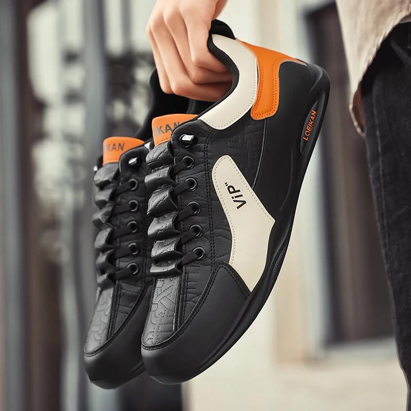 2025 Sports Shoes Men Thick Sole Sports Shoes Designer Fashion Casual Fiber Leather Breathable Heightening Flat Thick Sole Shoes