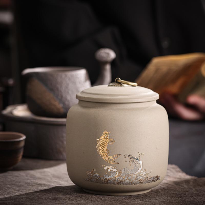 Coarse Pottery Tea Pot Ceramic Tea Container Living Room Coffee Table Decoration Accessories Home Tea Storage Box 750ML Gift