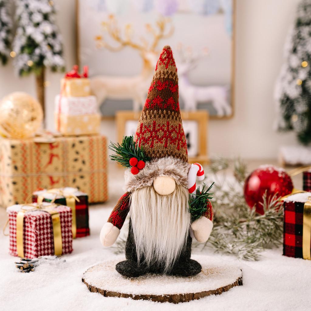 Festive Pointed Hat No Face Doll Rudolf Plush Decoration For Creative Christmas Accent Home