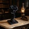 Gothic Black 3D Printed Rose Figure 3D Printed Rose Statue Black Rose Ornament  Holiday Party Decor