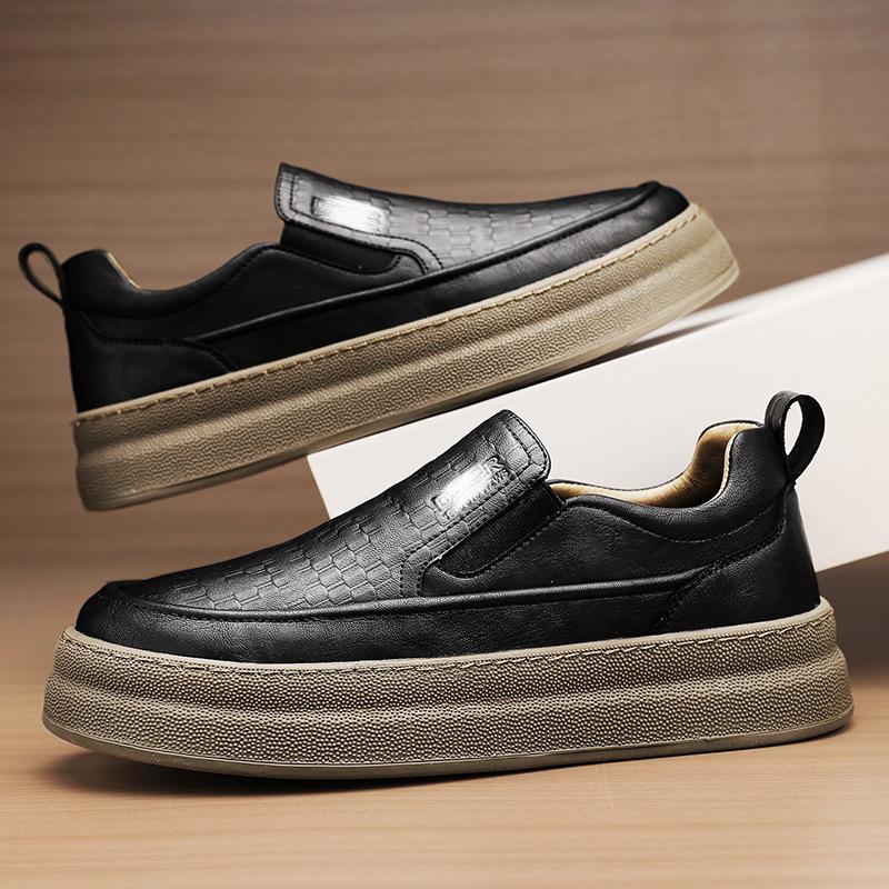 Men's shoes autumn new thick baseplate shoes autumn new one-pedal casual leather shoes white shoes