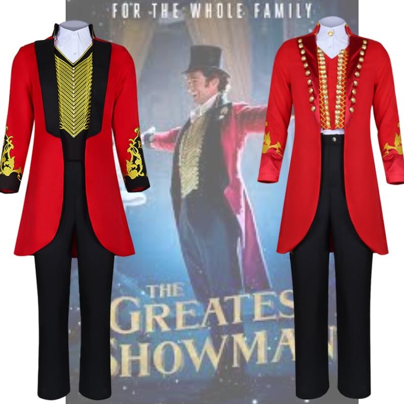The King Of Circus Barnum Cosplay Costume For Men Red And Black Polyester Blended Fabric