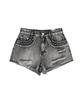 ORDINARY HOLIDAY Cut-Out Fringe Denim Shorts [Black]