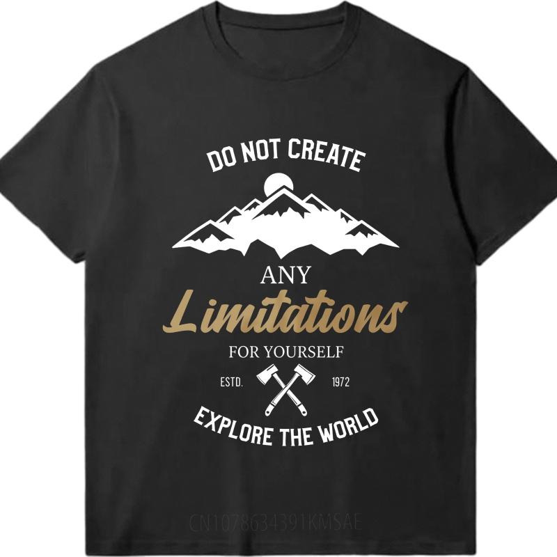 Graphic Summer For Her Tshirt Do Not Create Any Limitations For Yourself Explore The World Short Sleeve Solid Color ONeck