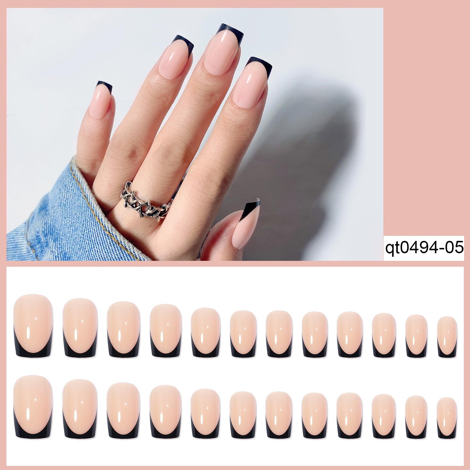 

Wearable Black French Ballerina Armor Press-On Fake Nails