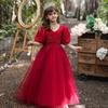 Girls' Formal Dress: Long-sleeved Lace Puff-skirted Princess Dress for Older Children – Perfect for Emcees and Performances