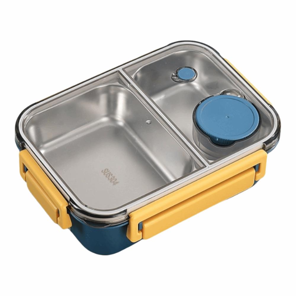 

with Fork Spoon Insulated Lunch Box Stainless Steel Food Storage Container Lunch Box Picnic 2 Gird Blue