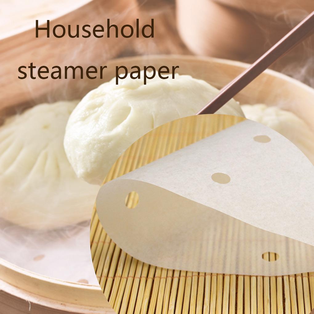 100pcs Bamboo Steamer Liner Perforated Air Fryer Parchment Paper