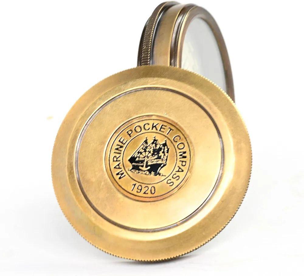 Handmade Brass Sundial Compass with Engraved Poem – Antique Vintage Maritime Collectible (7.62 Cm)