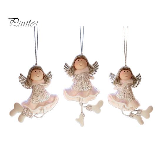 Pastel Color Christmas Tree Decor Angel Hanging Ornaments, Cute Plush Doll Pendant, Xmas Decorative Charms Ornaments for Home Holiday Wedding