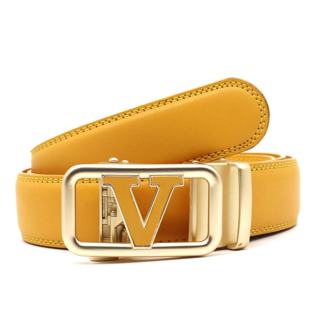 Špičkový pánský kožený pásek s automatickou přezkou z hovězí kůže - Všestranný módní doplněk