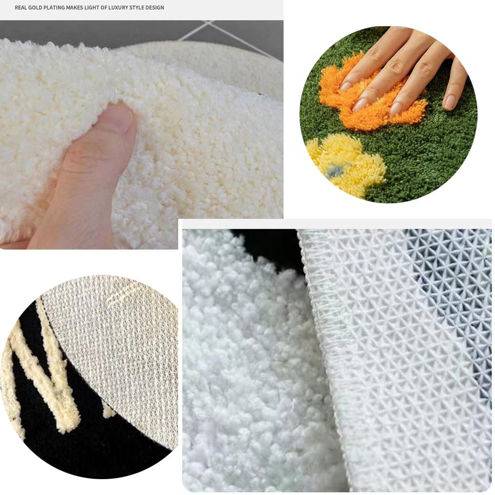 Floral Tufted Carpet Garden Absorbent Non-slip Carpet Soft Rug Anti-slip Indoor Floor Footer Bedroom Bedside Foot Pad Room Decor