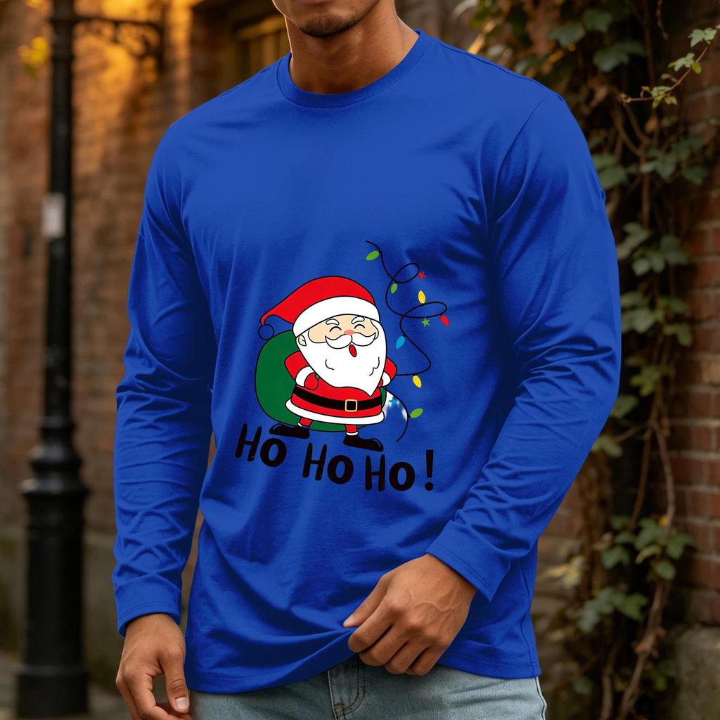 Men's Casual Christmas Long Sleeve Neck Tee