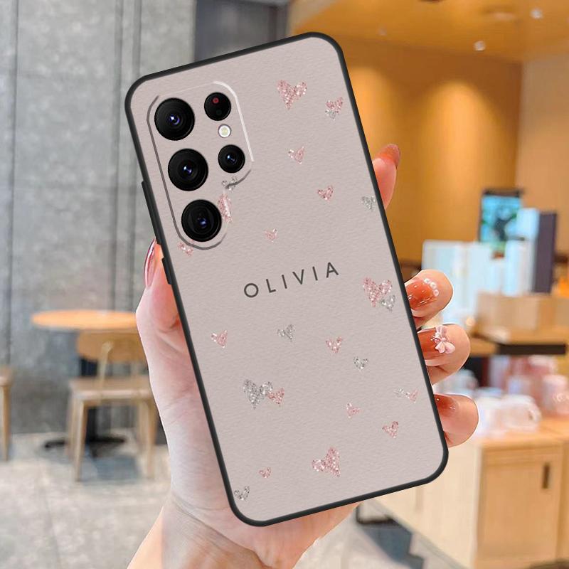 Personalised Initials Polka Monogram Case For Samsung Galaxy S23 S22 Ultra S20 S21 FE S9 S10 Note 10 Plus Note 20 Ultra Cover
