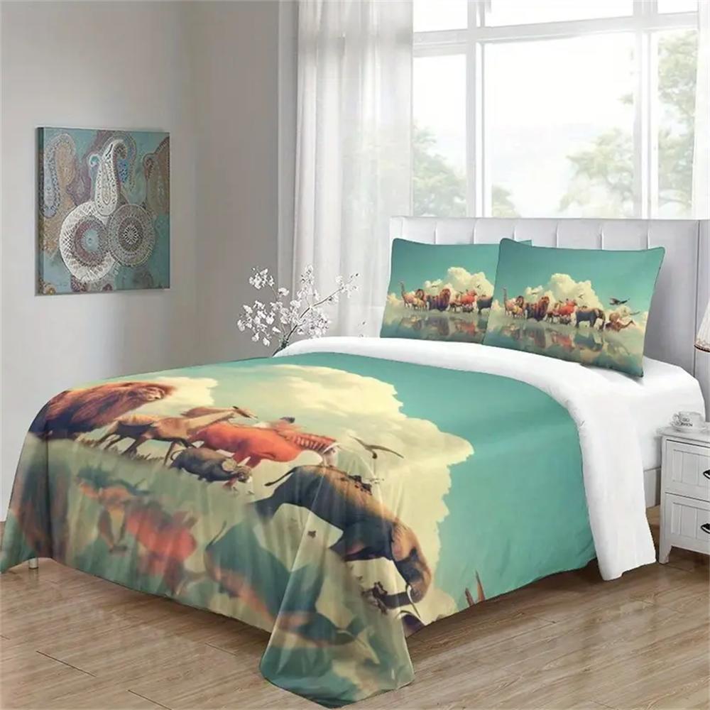 2/3pcs JIT3D Digital Print Tropical Rainforest Animal World Series Polyester Duvet Cover Set, Breathable, Zip Closure, Machine